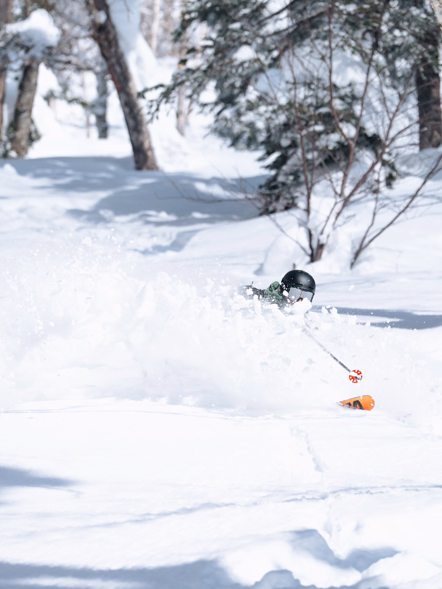 Skier laying fresh tracks in Gulmarg